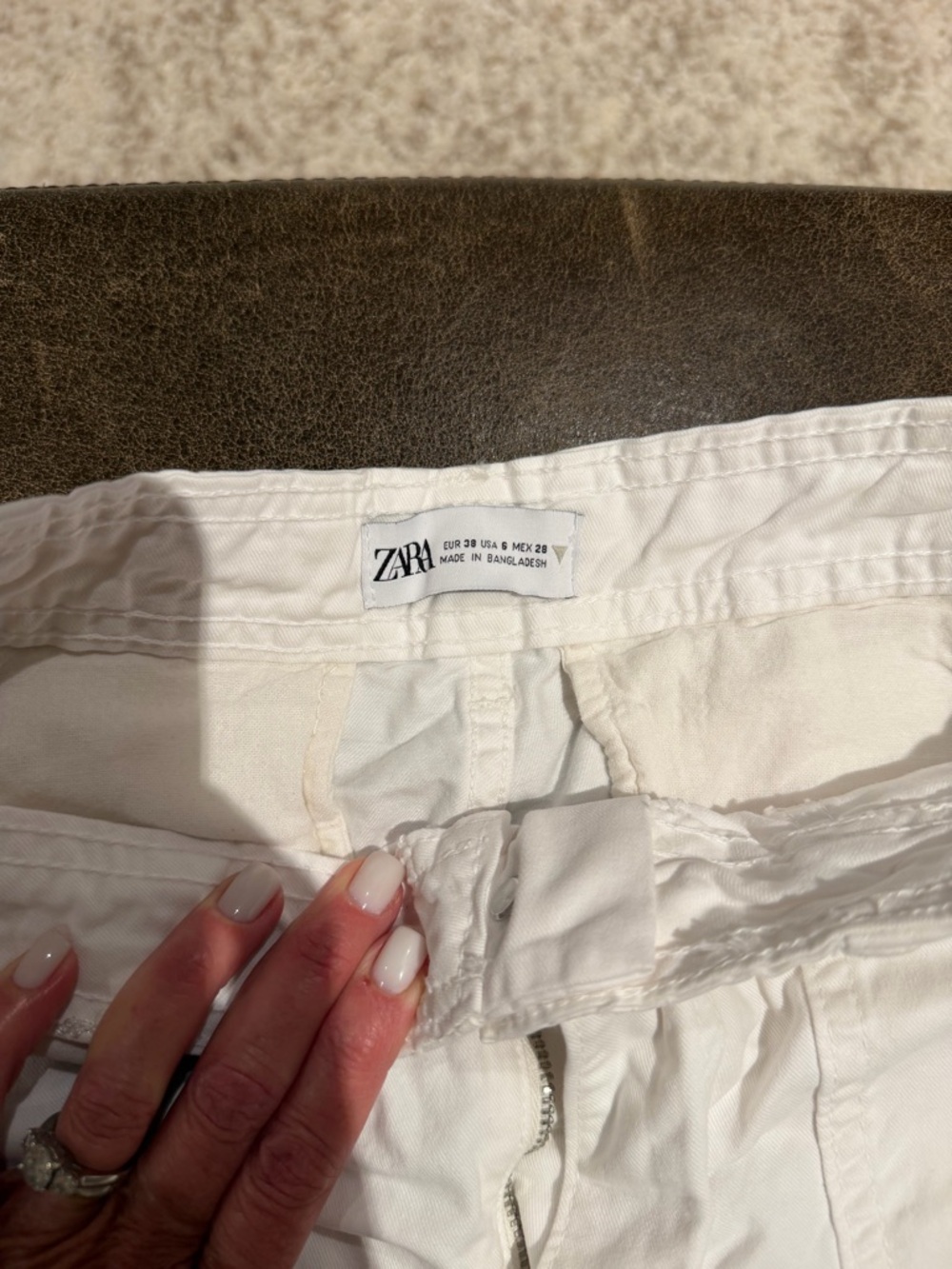 Zara White Straight-Leg Cargo Pants